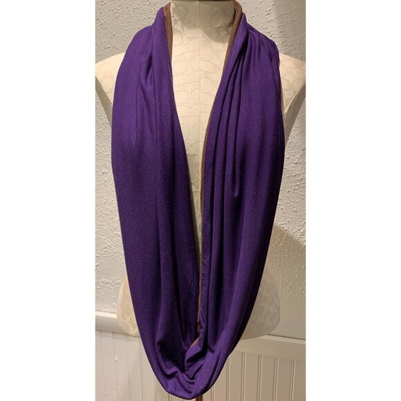 Dana Herbert of Oregon Purple and Brown Reversible Cowl Neck Infinity Scarf Soft - Picture 1 of 3